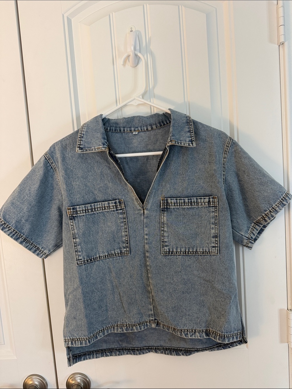 Denim Short-Sleeve Shirt